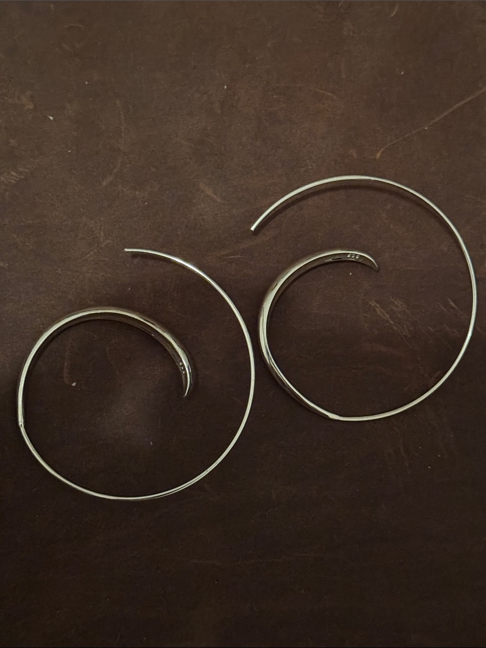 Sterling Silver Spiral Hoop Earrings - Picture 4 of 5